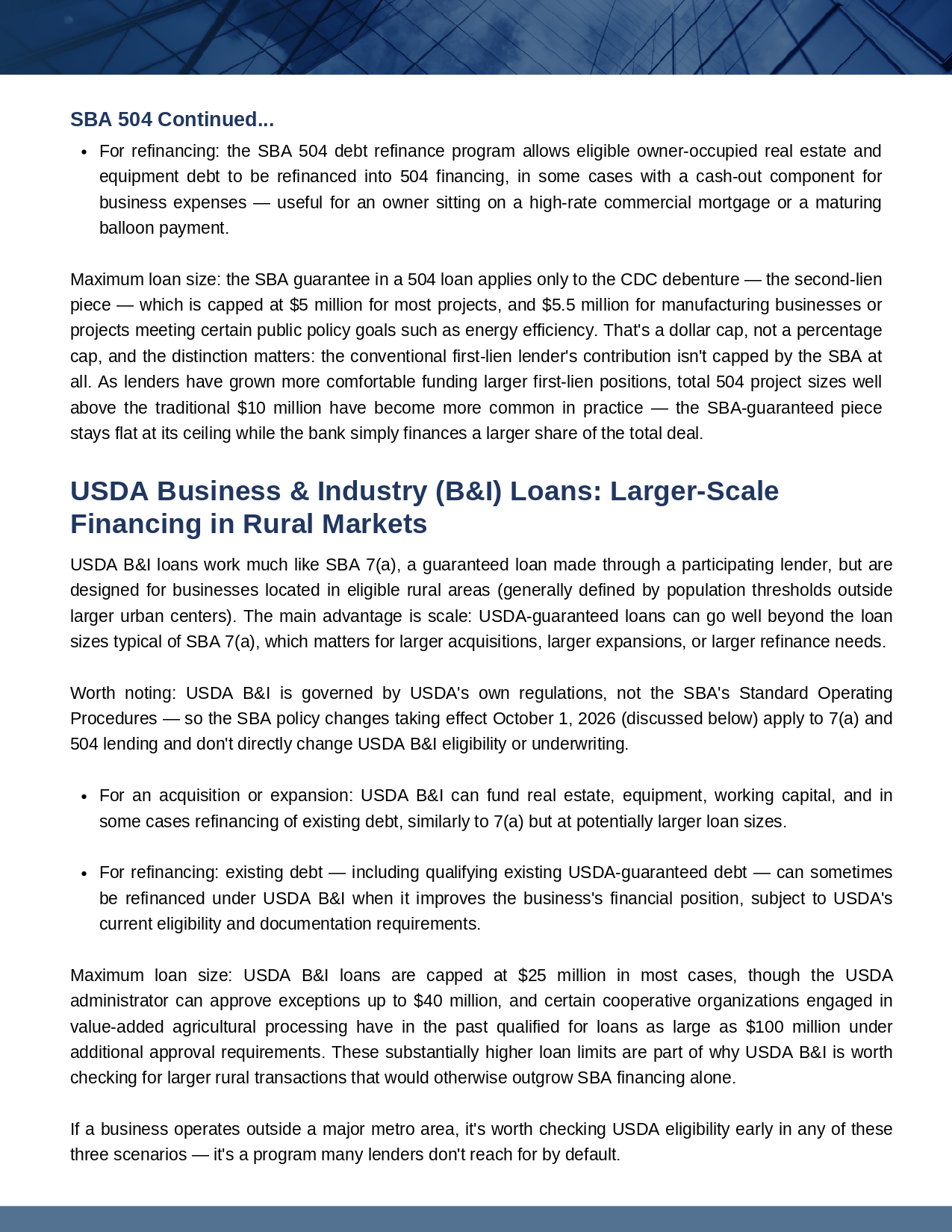 SBA and USDA financing guide, page 3 of 8
