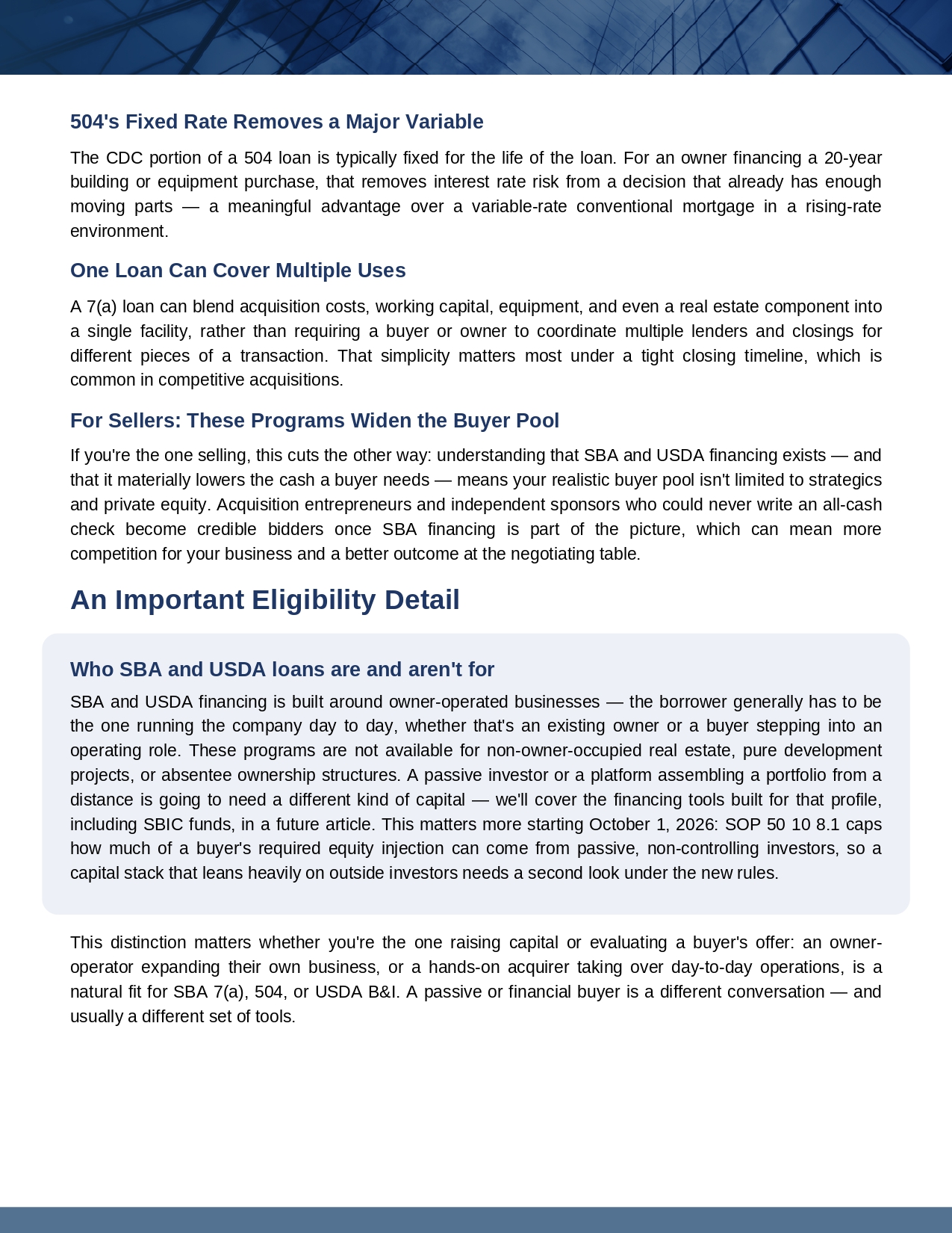 SBA and USDA financing guide, page 7 of 8